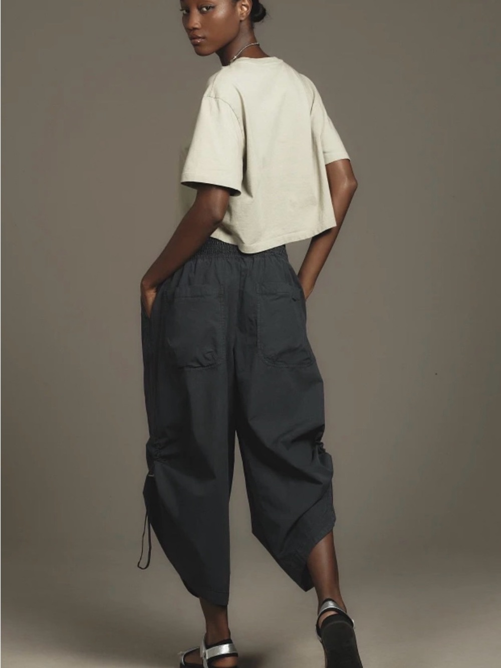 Anthropologie ruched poplin parachute pants - Picture 2 of 9